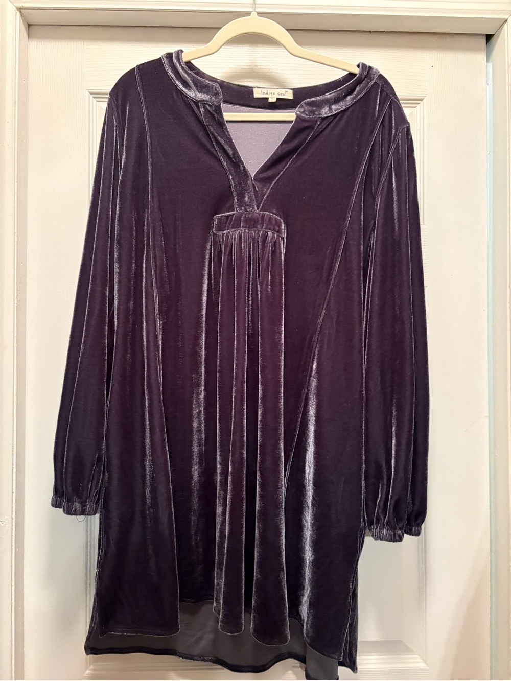 Indigo Soul Velvet-Style Long Sleeve Mini Dress Blue XL Like New